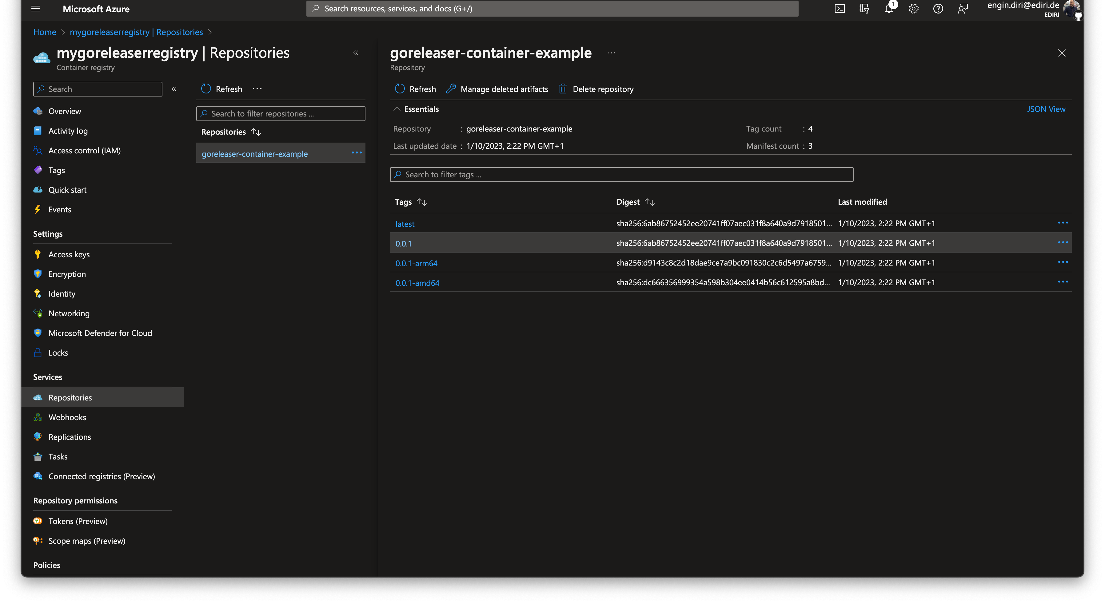 List of all produced multi-platform container images
