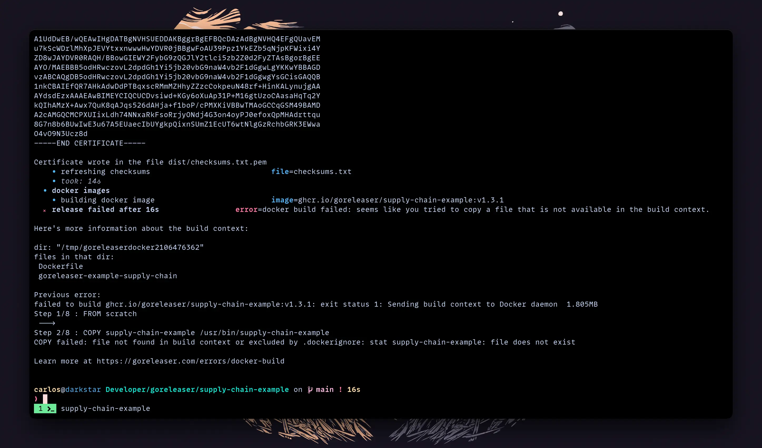 better docker image build error output